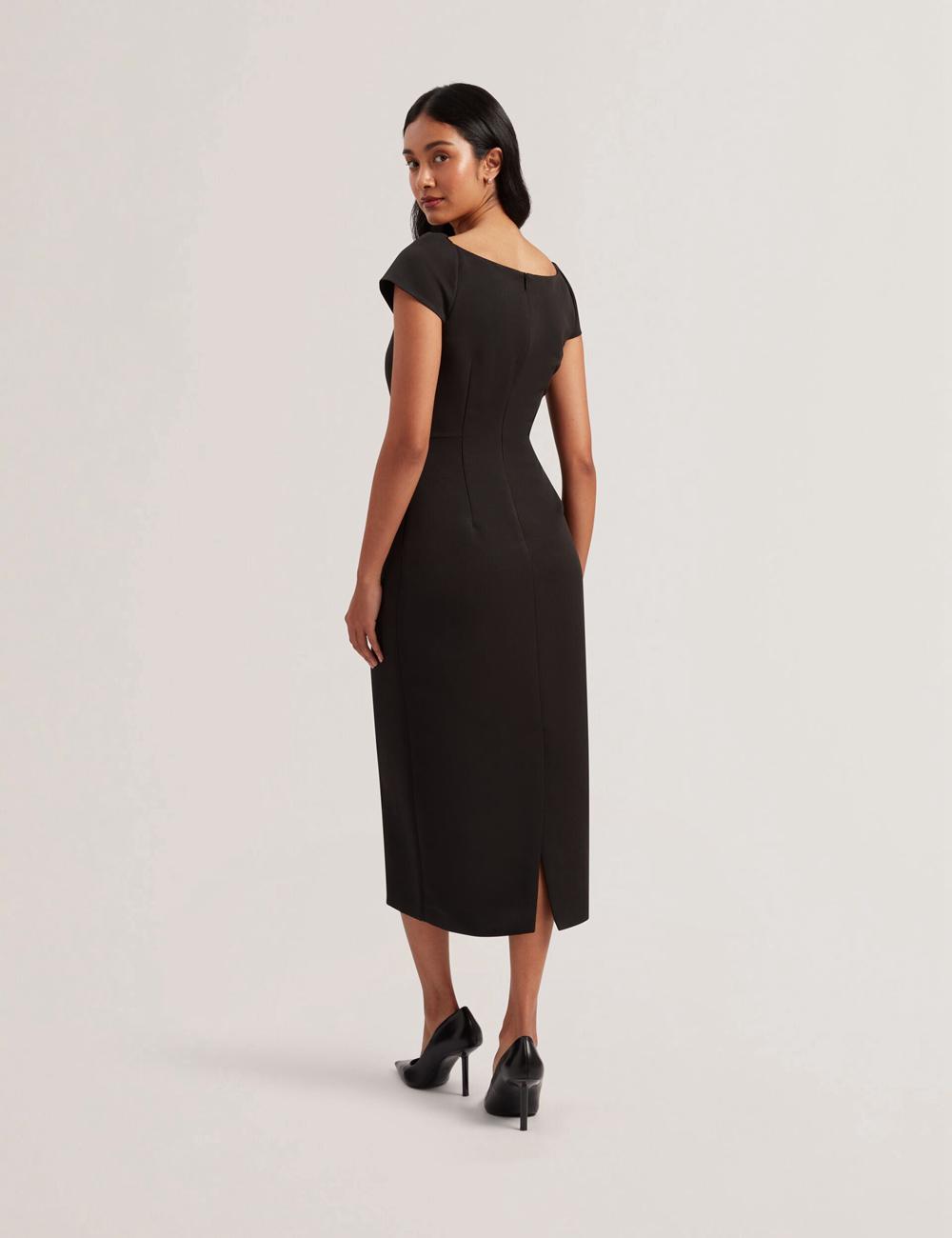 Women Ted Baker SASSARI - Tailored Cap Sleeve Column Midi Dresses Black | KSA  2963-BPRFY