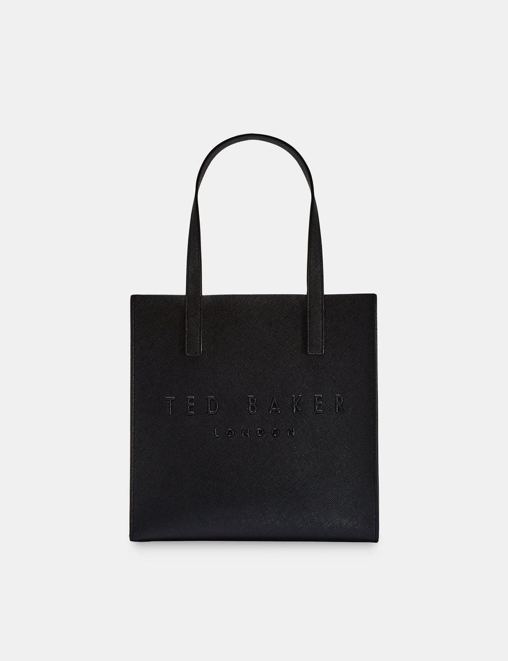 Women Ted Baker SEACON - Textured Faux Leather Small Icon Tote Bags Black | KSA  0762-STQUD