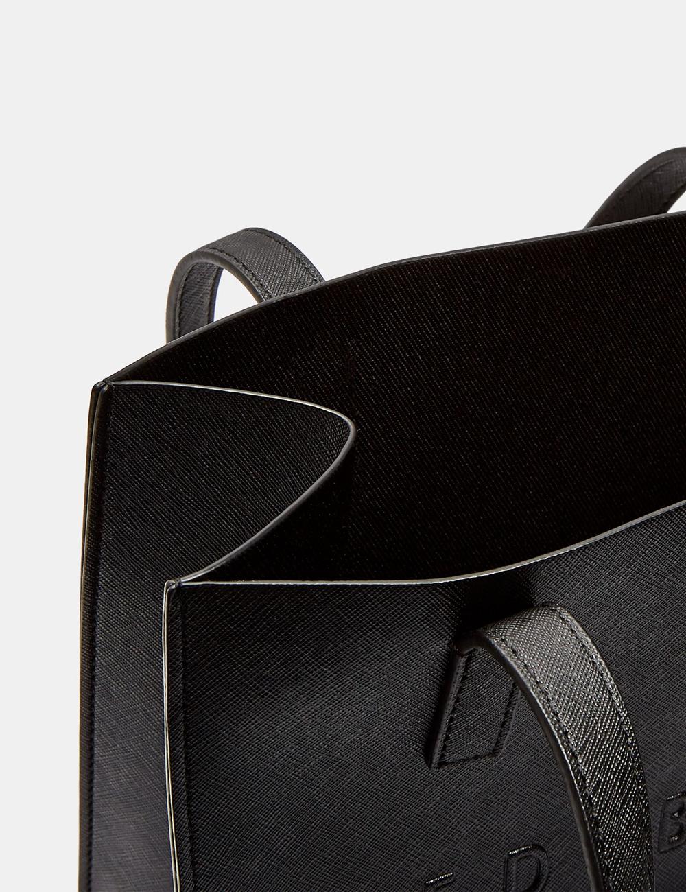 Women Ted Baker SEACON - Textured Faux Leather Small Icon Tote Bags Black | KSA  0762-STQUD