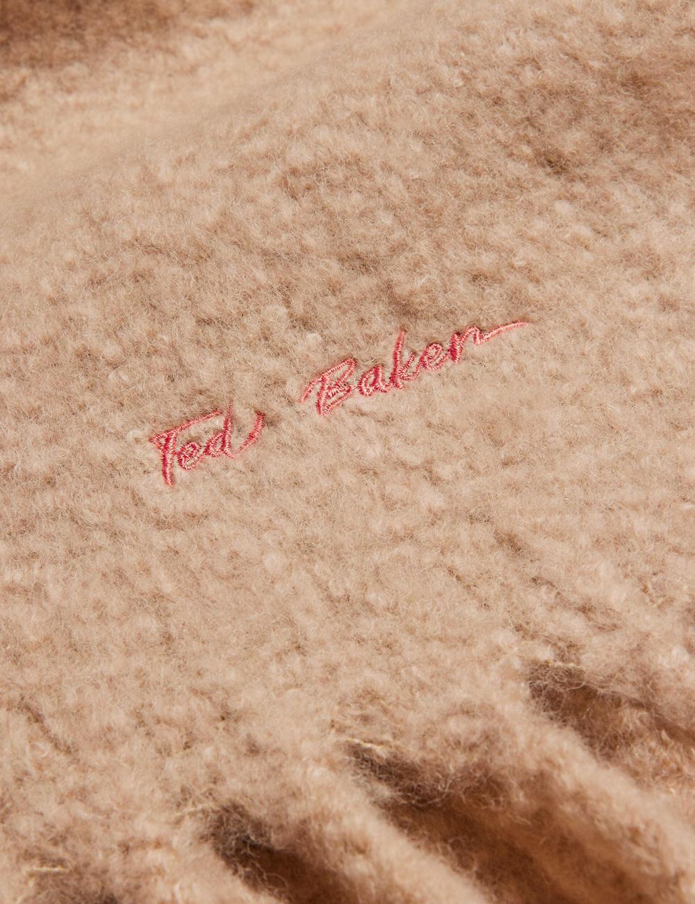 Women Ted Baker SHELMAS - Fluffy Wool Blend Blanket Knitted Scarves Taupe | KSA  9123-PGSRN