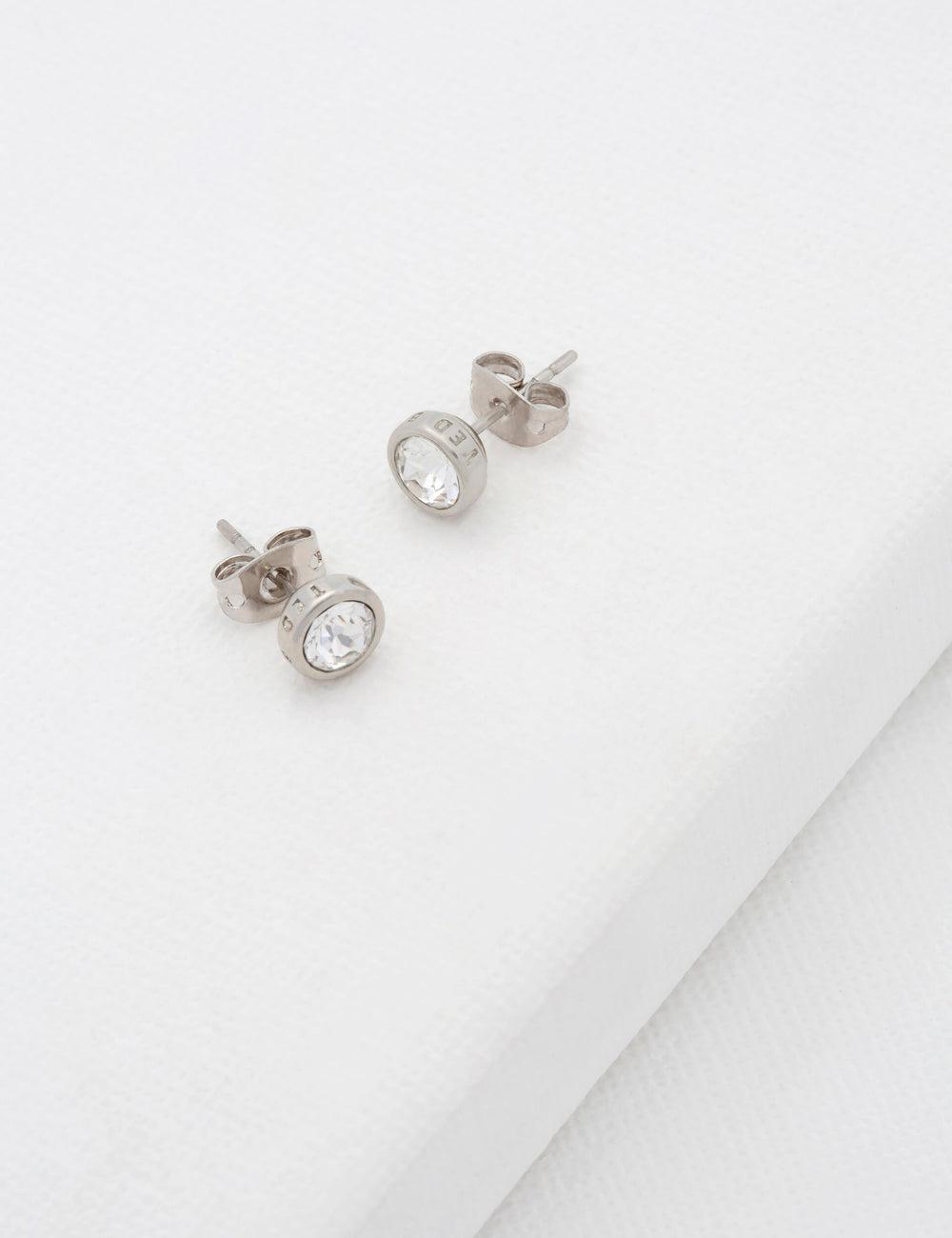 Women Ted Baker SINAA - Solitaire Crystal Stud Earrings Silver | KSA  4768-KZNIY