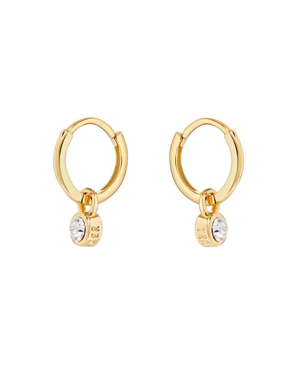 Women Ted Baker SINALAA - Crystal Pendant Huggie Earrings Gold | KSA  2607-BOFAL