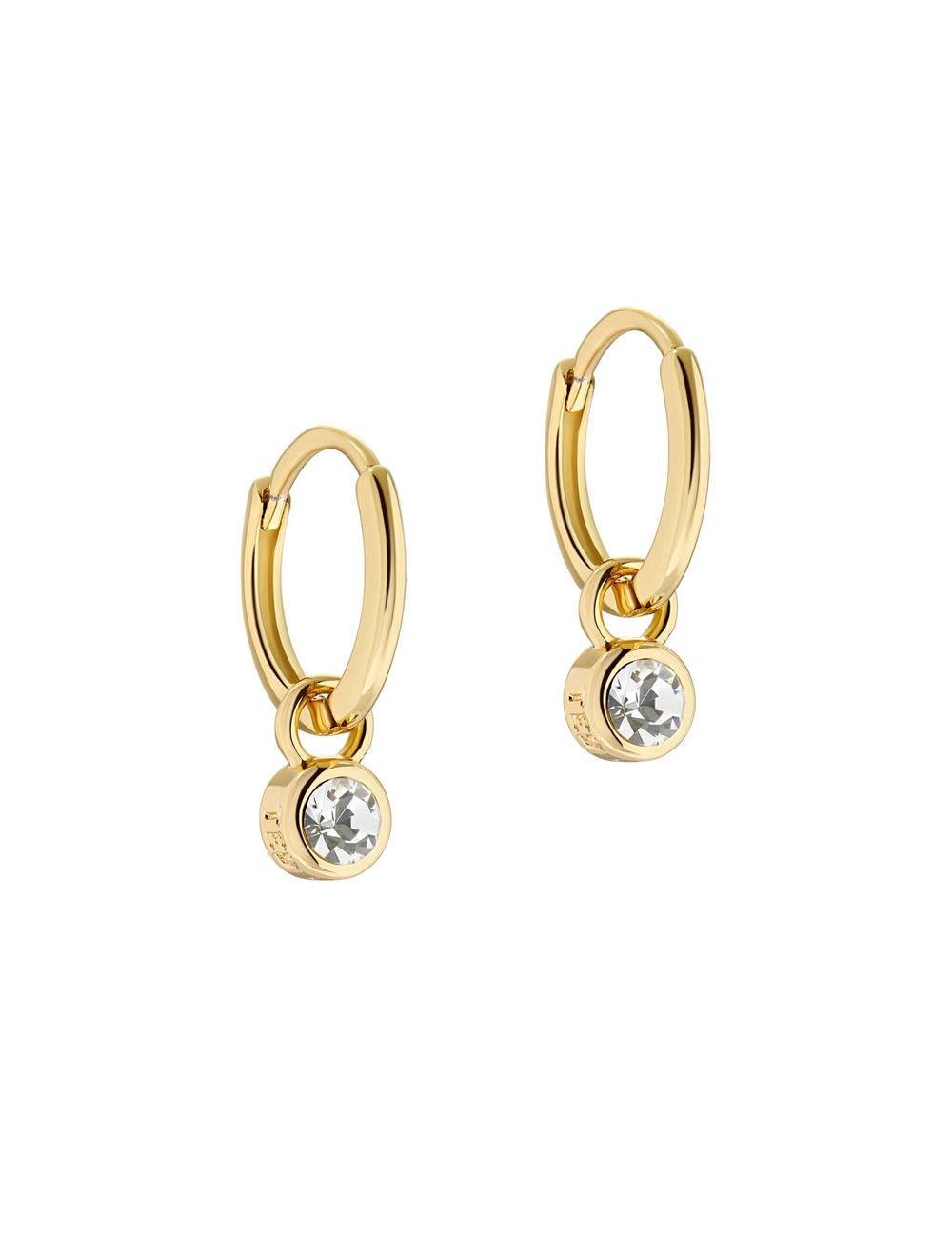 Women Ted Baker SINALAA - Crystal Pendant Huggie Earrings Gold | KSA  2607-BOFAL