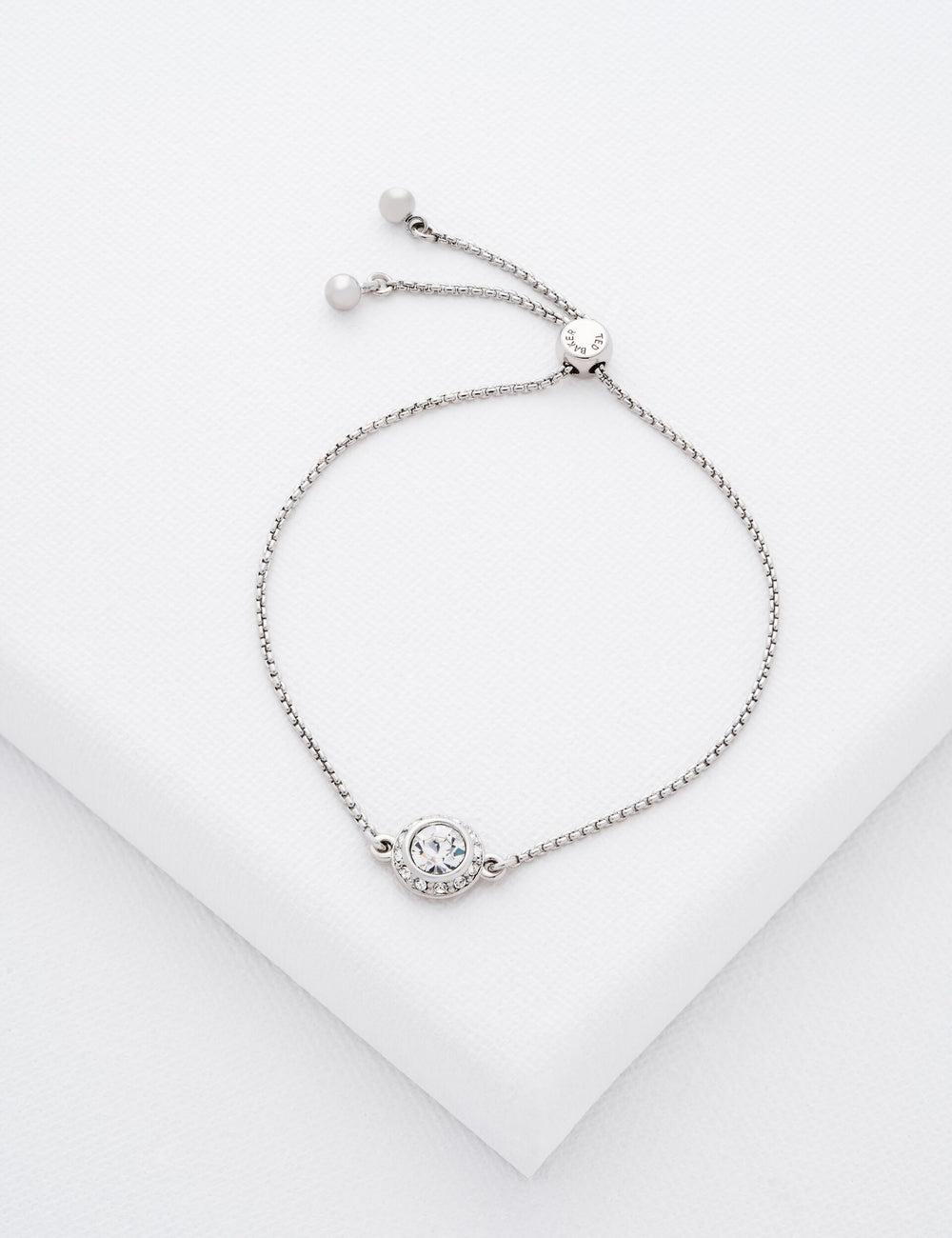 Women Ted Baker SOLETA - Solitaire Sparkle Crystal Adjustable Bracelets Silver | KSA  5723-BDTEH