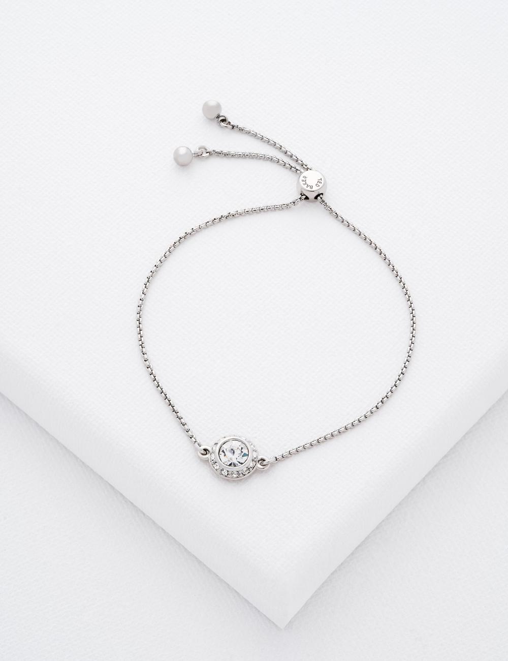 Women Ted Baker SOLETA - Solitaire Sparkle Crystal Adjustable Bracelets Silver | KSA  5723-BDTEH