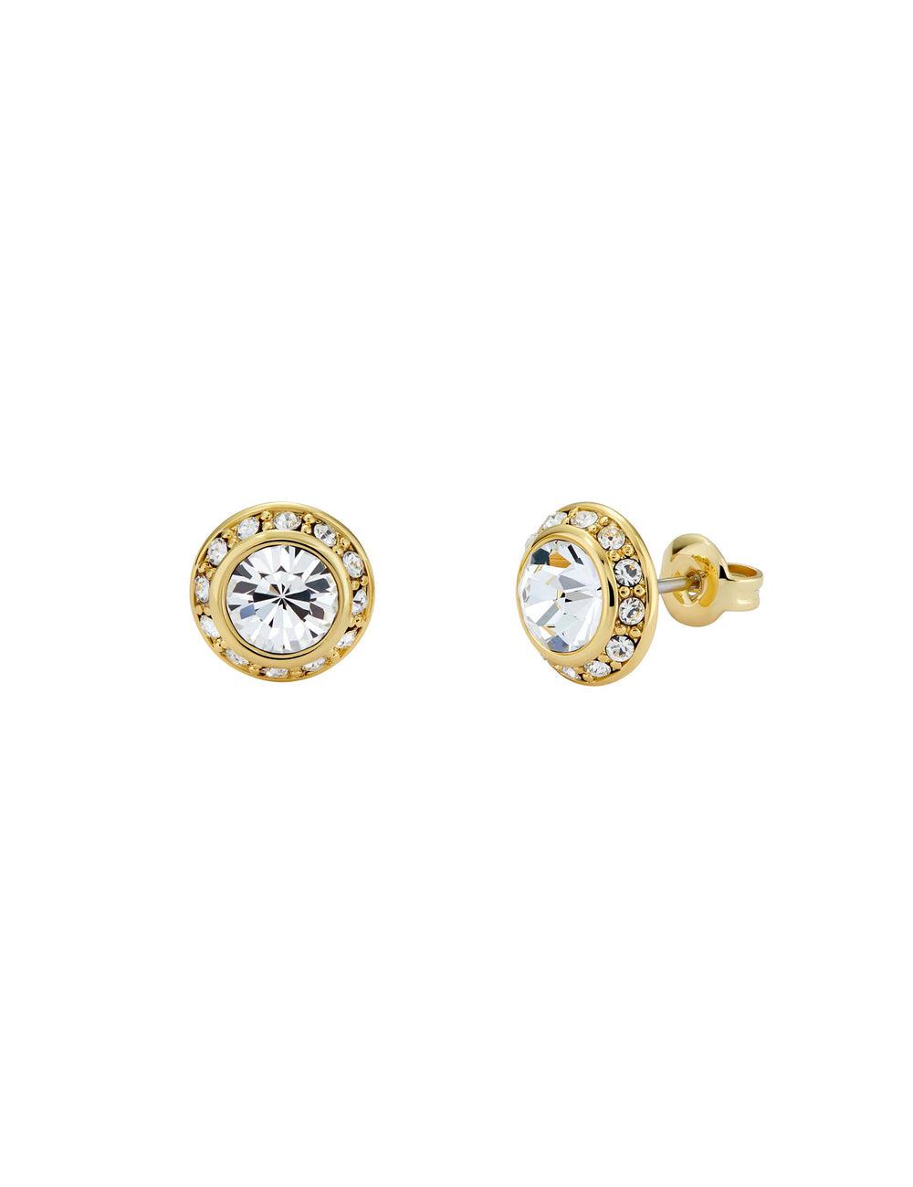 Women Ted Baker SOLETIA - Solitaire Sparkle Crystal Stud Earrings Gold | KSA  6347-LGZRK