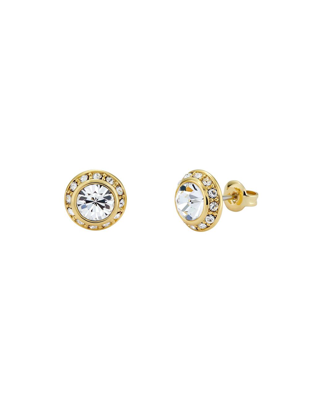 Women Ted Baker SOLETIA - Solitaire Sparkle Crystal Stud Earrings Gold | KSA  6347-LGZRK