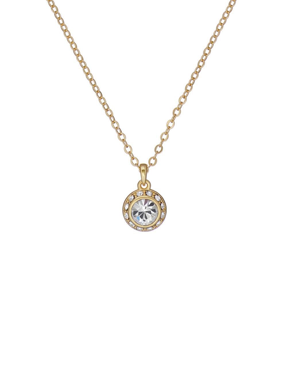Women Ted Baker SOLTELL - Solitaire Sparkle Crystal Pendant Necklaces Gold | KSA  3152-OSMKU