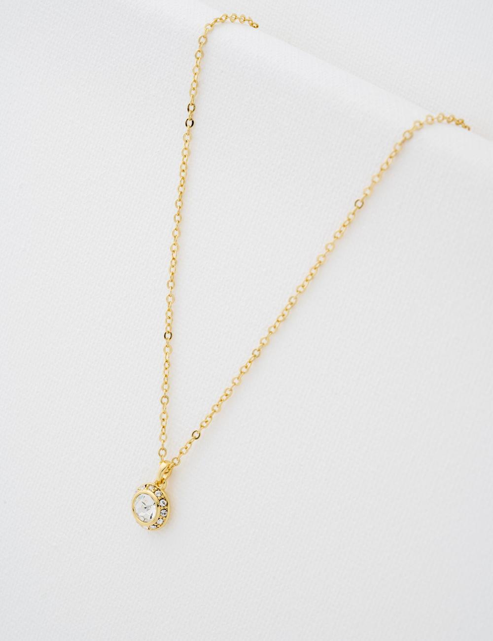 Women Ted Baker SOLTELL - Solitaire Sparkle Crystal Pendant Necklaces Gold | KSA  3152-OSMKU