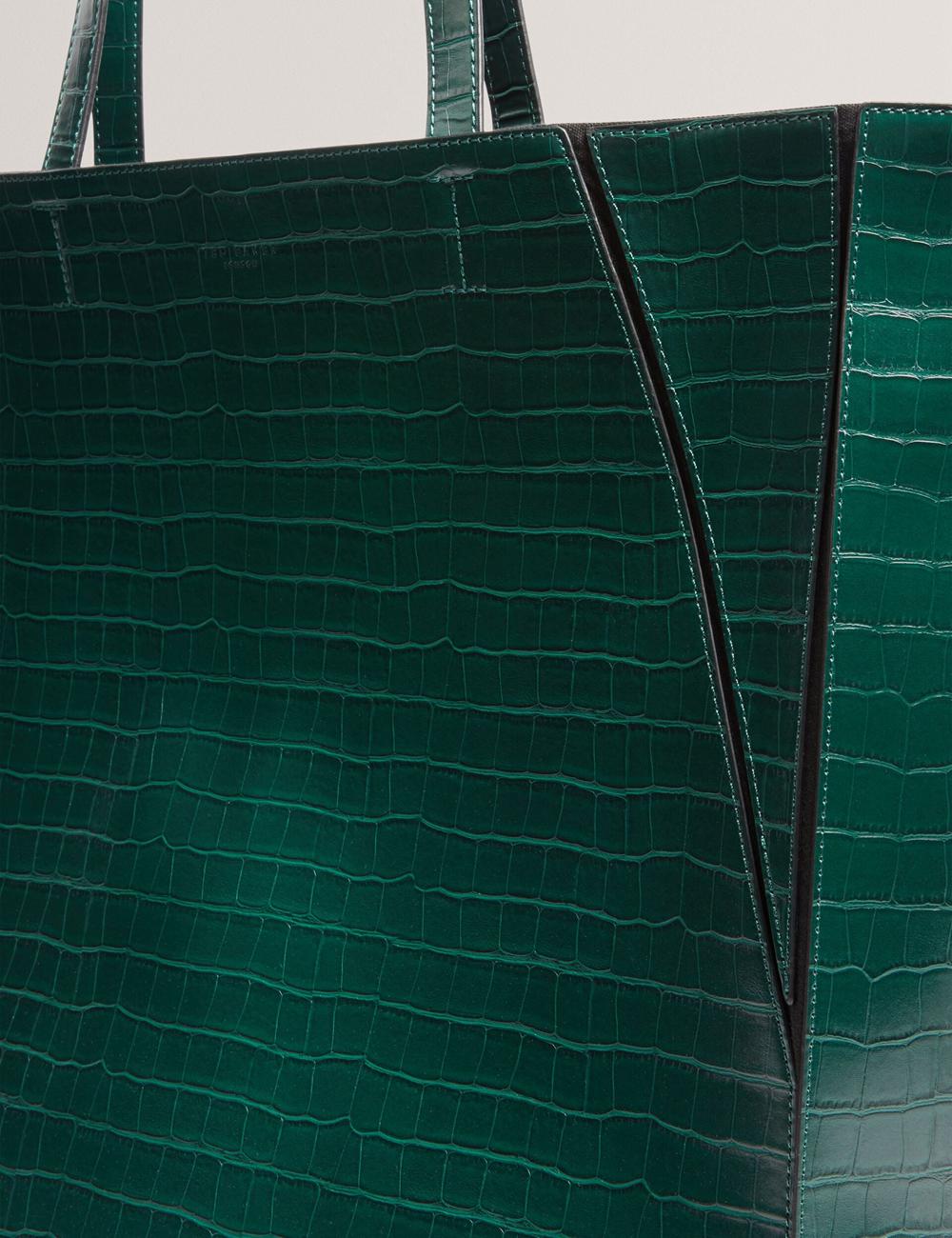 Women Ted Baker SOPHYNA - Croc Effect Folding Shopper Shopper Bags Dk-Green | KSA  8342-GBPOH
