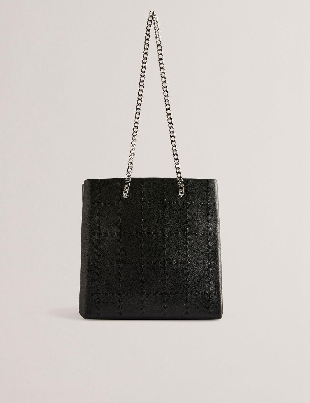 Women Ted Baker STALIA - Stitch Detail Leather Small Tote Bags Black | KSA  2163-YGSLA