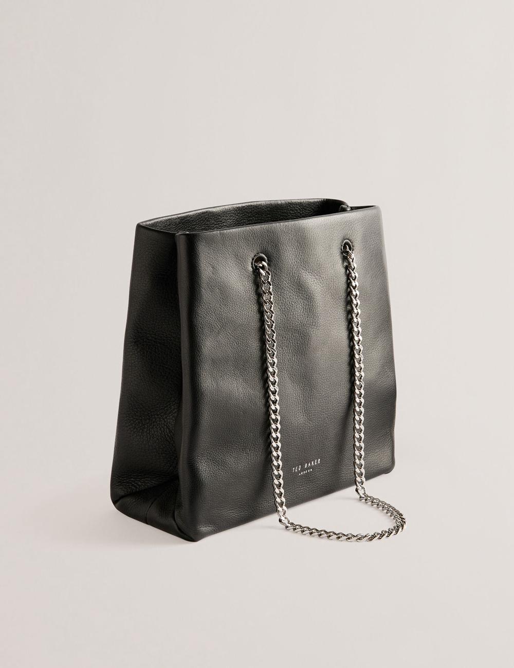 Women Ted Baker STALIA - Stitch Detail Leather Small Tote Bags Black | KSA  2163-YGSLA