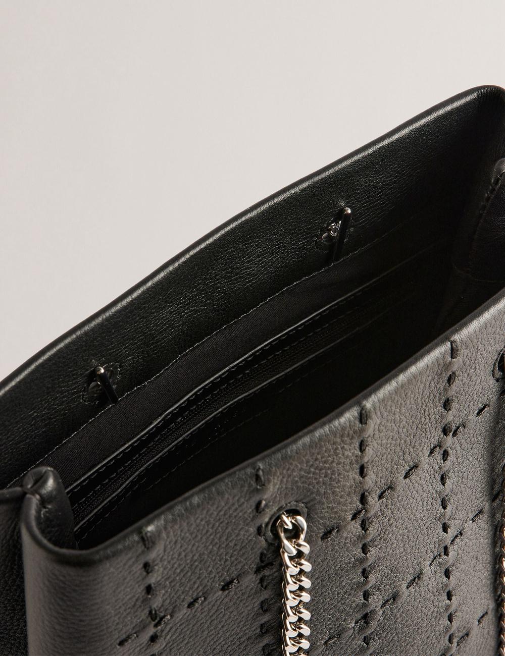 Women Ted Baker STALIA - Stitch Detail Leather Small Tote Bags Black | KSA  2163-YGSLA