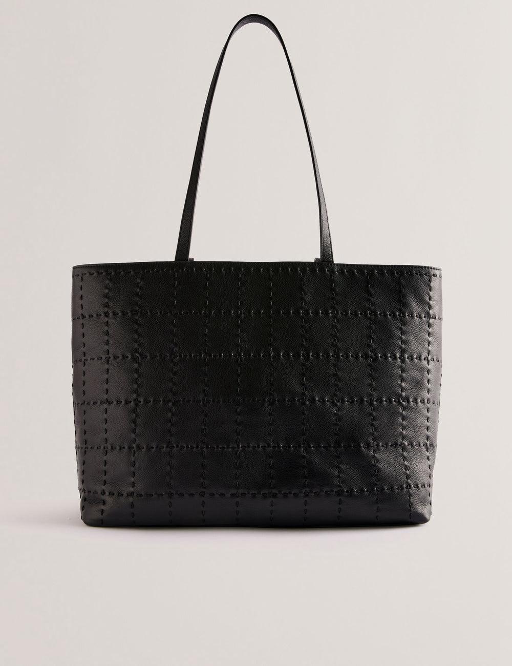 Women Ted Baker STALIE - Stitch Detail Leather Large Shopper Shopper Bags Black | KSA  8573-WMDFB