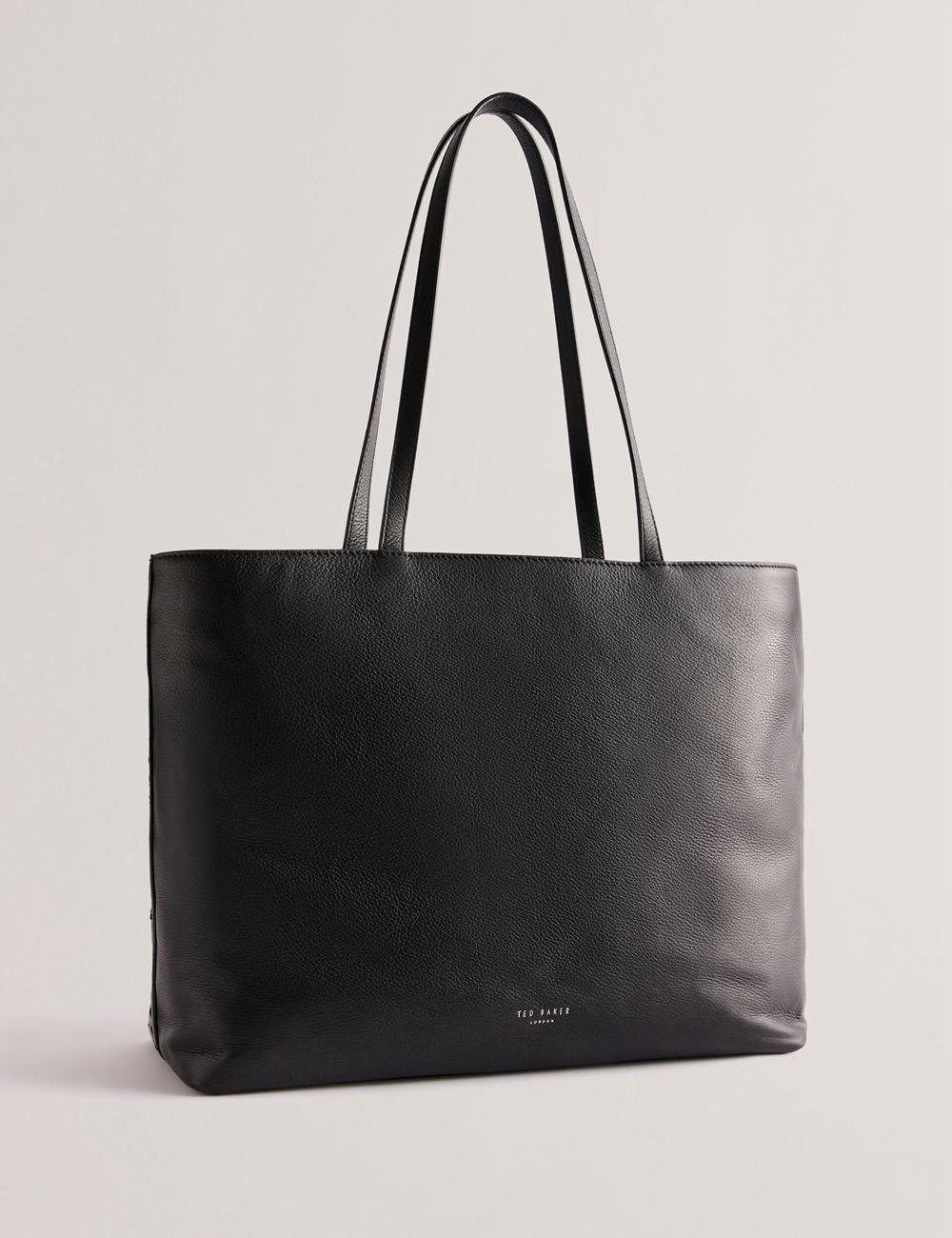 Women Ted Baker STALIE - Stitch Detail Leather Large Shopper Shopper Bags Black | KSA  8573-WMDFB