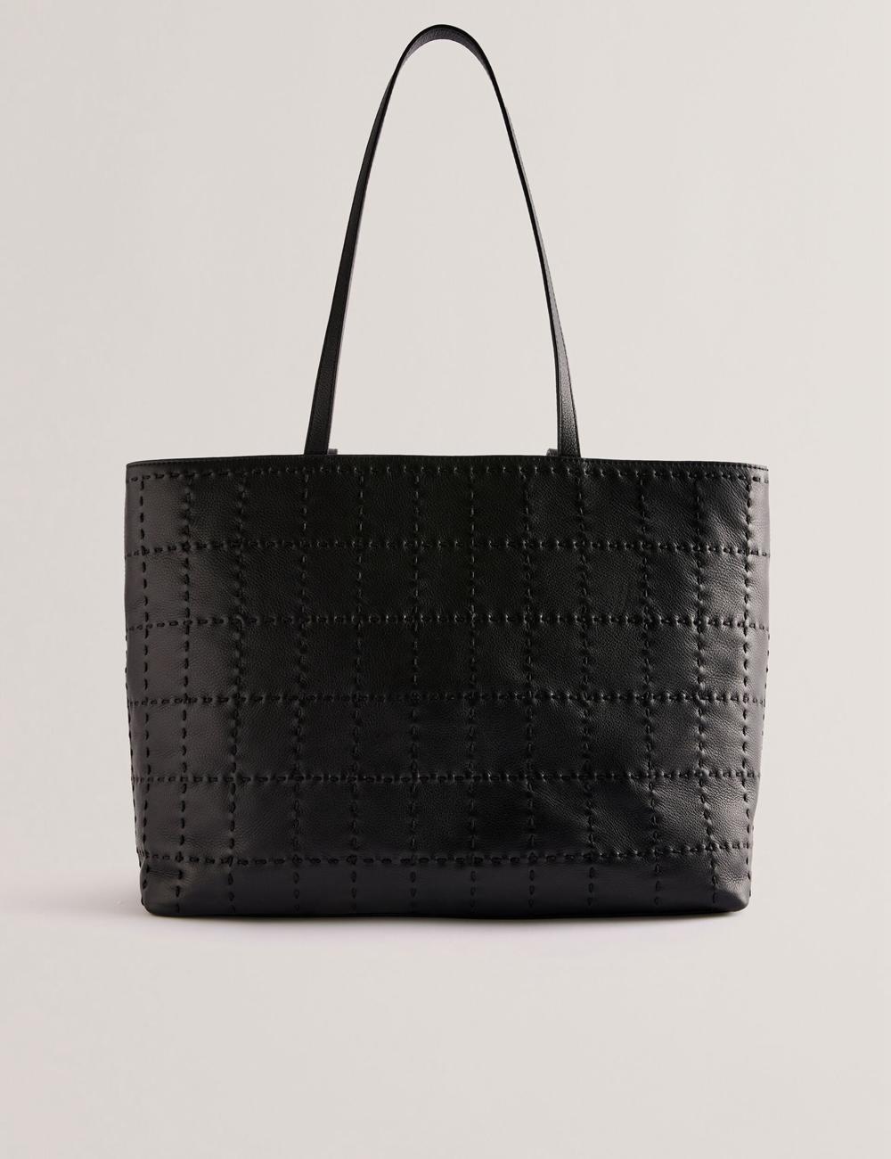 Women Ted Baker STALIE - Stitch Detail Leather Large Shopper Shopper Bags Black | KSA  8573-WMDFB