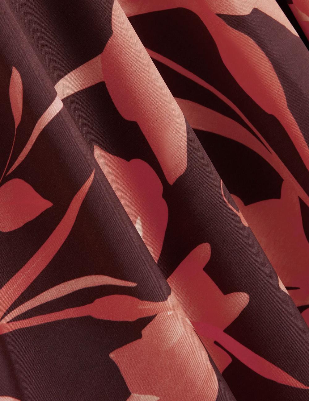 Women Ted Baker STARLAH - Slinky Printed Jersey Long Sleeve Midi Dresses Dk-Brown | KSA  0152-YCBDF