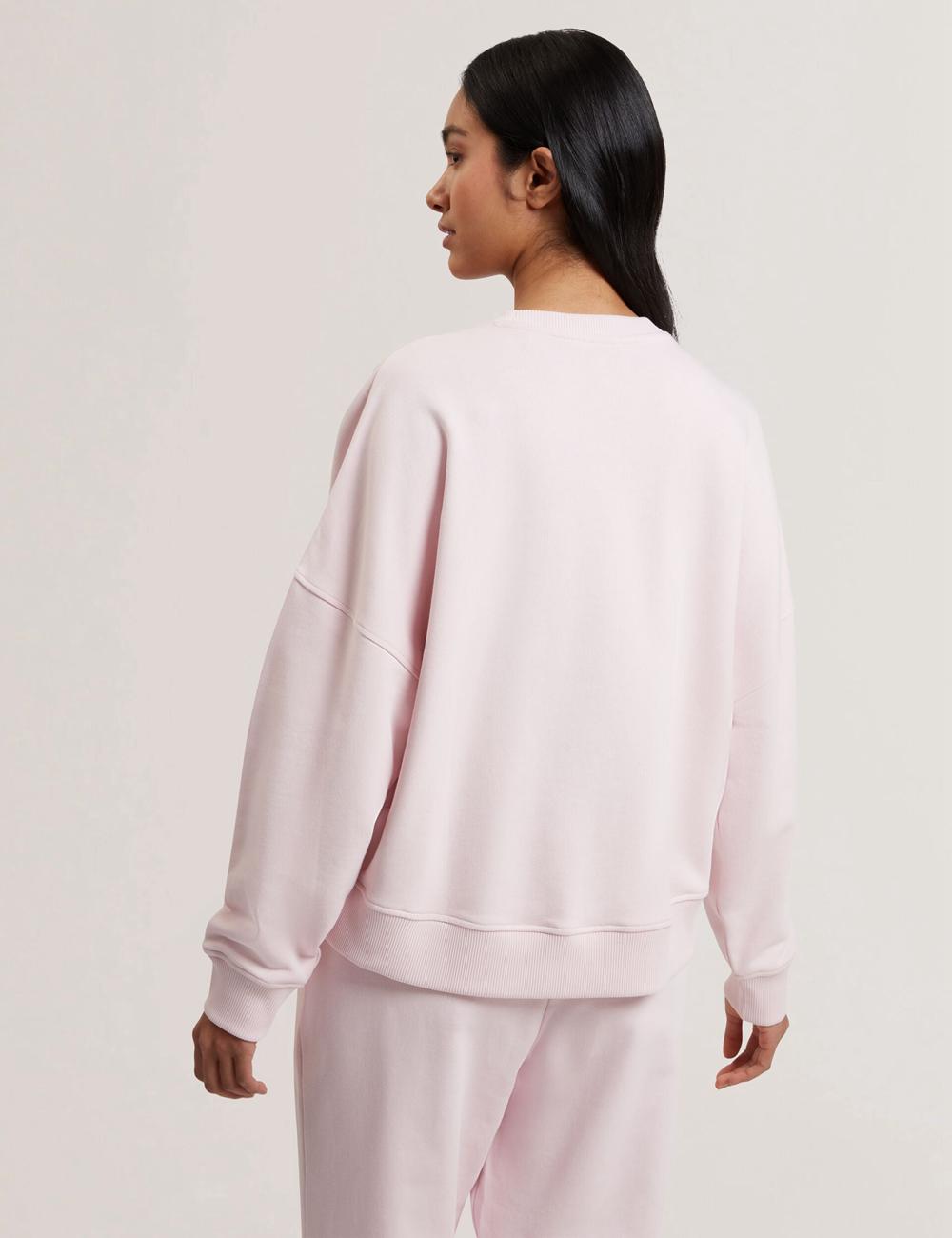 Women Ted Baker STIILA - Embroidered Logo Pure Cotton Sweatshirts Pink | KSA  1938-TRLFE