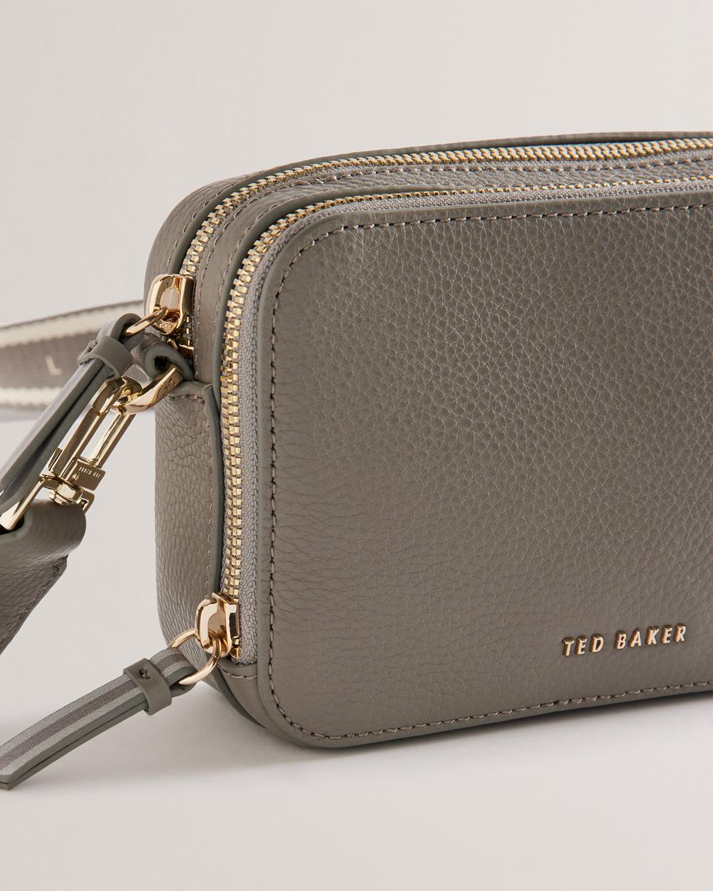 Women Ted Baker STUNNA - Mini Leather Crossbody Camera Camera Bag Mid-Grey | KSA  6948-CYEPJ