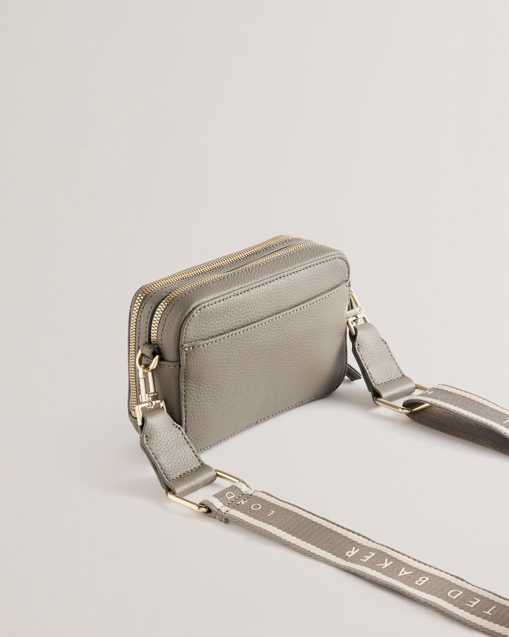 Women Ted Baker STUNNA - Mini Leather Crossbody Camera Camera Bag Mid-Grey | KSA  6948-CYEPJ