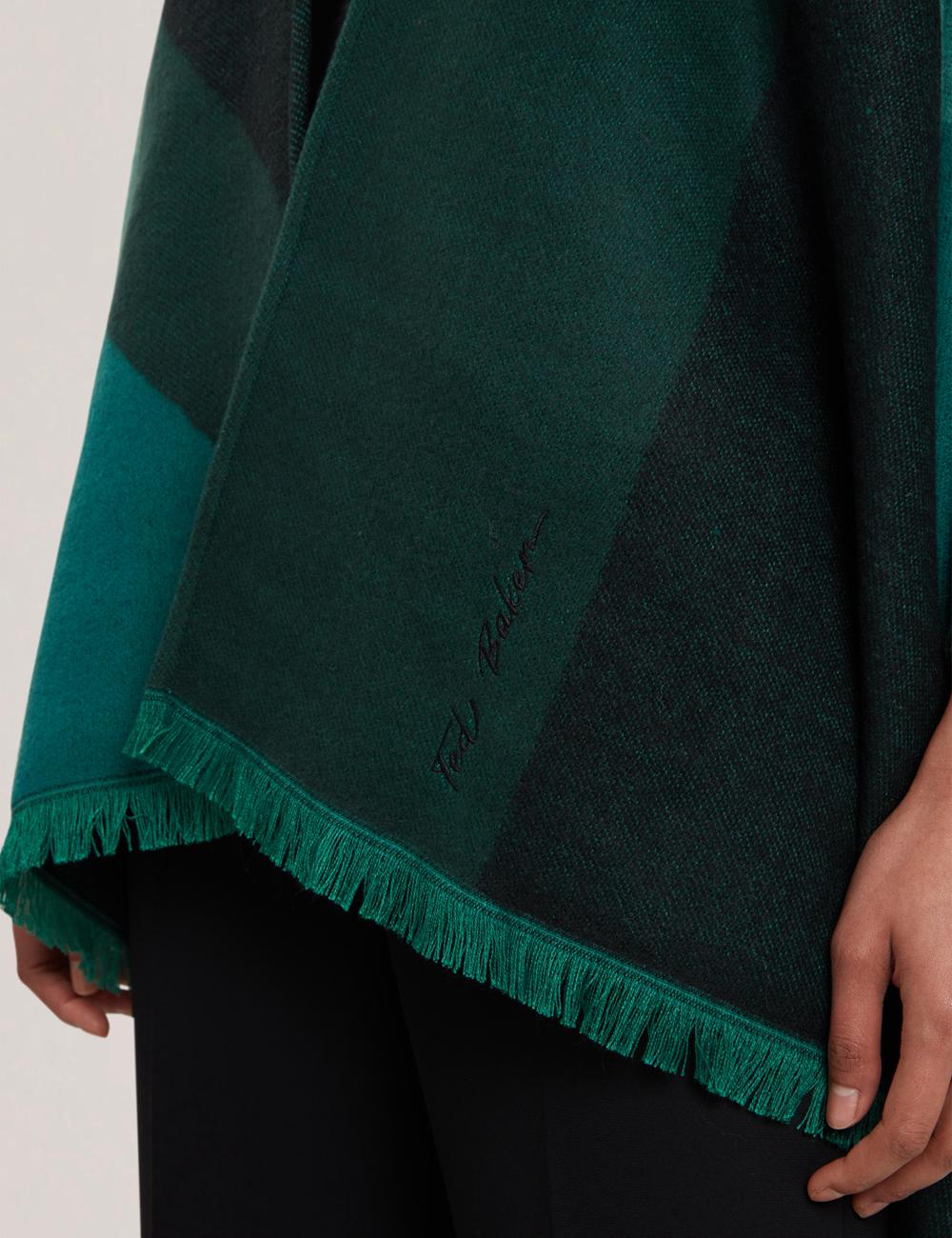 Women Ted Baker SUFFIA - Colour Block Buckled Woven Ponchos Dk-Green | KSA  1053-TLJAZ
