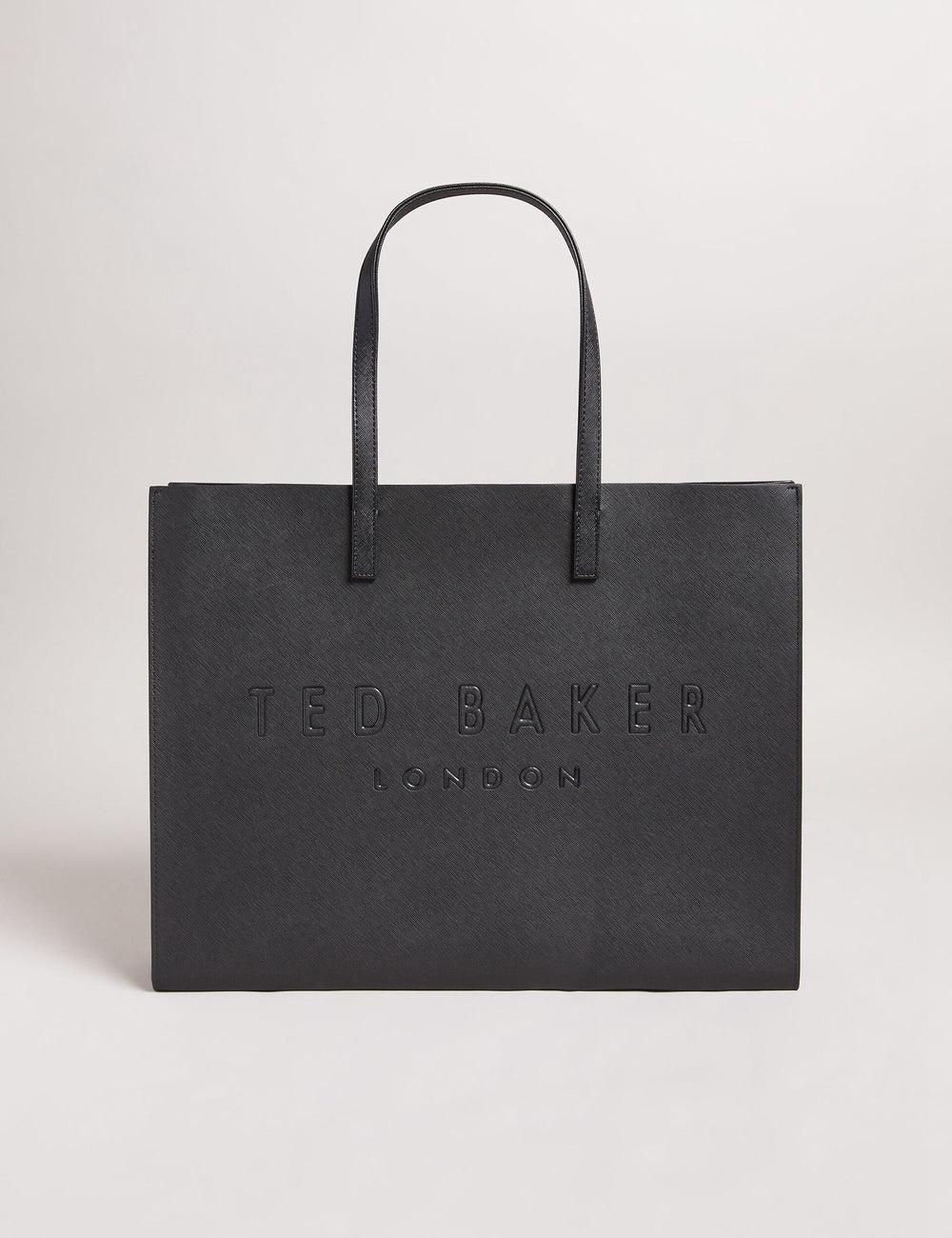Women Ted Baker SUKICON - Textured Faux Leather Icon Tote Bags Black | KSA  8741-LYMSP