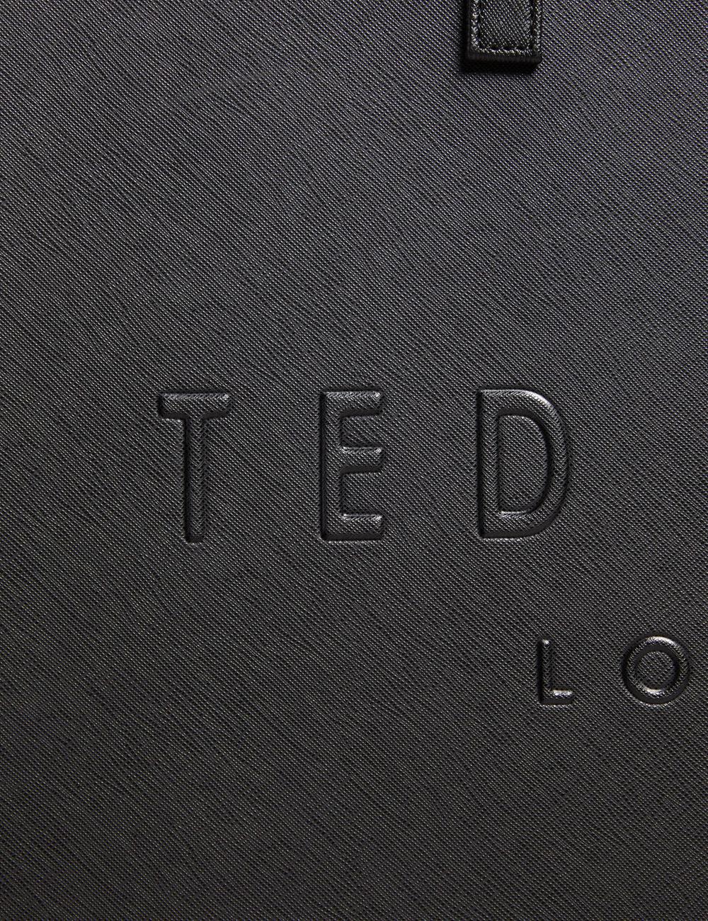 Women Ted Baker SUKICON - Textured Faux Leather Icon Tote Bags Black | KSA  8741-LYMSP