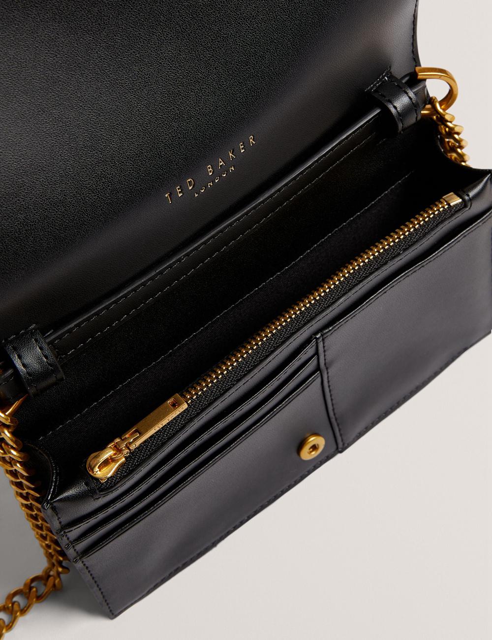 Women Ted Baker TABINA - Leather With Chain Crossbody Strap Purses Black | KSA  7612-LOZFU