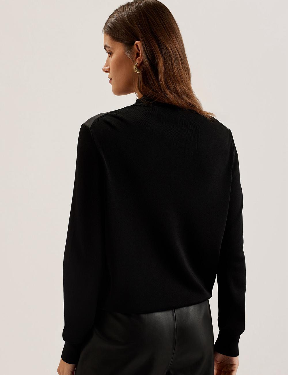 Women Ted Baker TABITHR - Printed Panel Long Sleeve Knit Tops Black | KSA  4712-PSABI