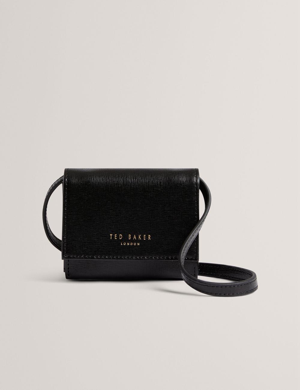 Women Ted Baker TAMZIEE - Leather Crossbody Card Holder Crossbody Bags Black | KSA  5123-PRBDK