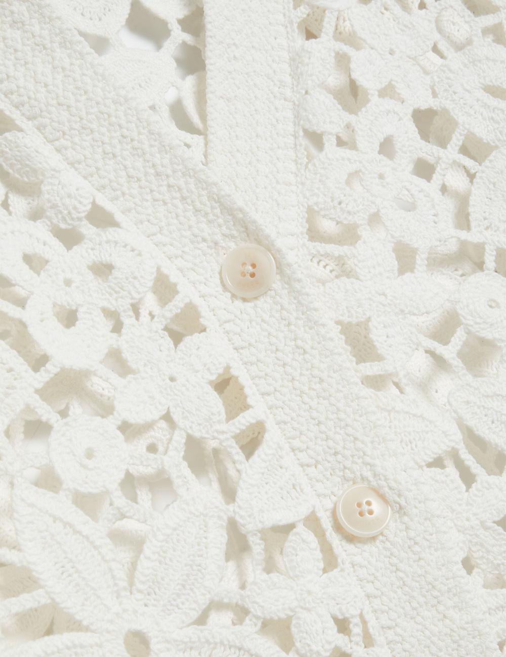 Women Ted Baker TARLI - Crochet Open Knit Longline Cardigans White | KSA  2307-DTNKZ
