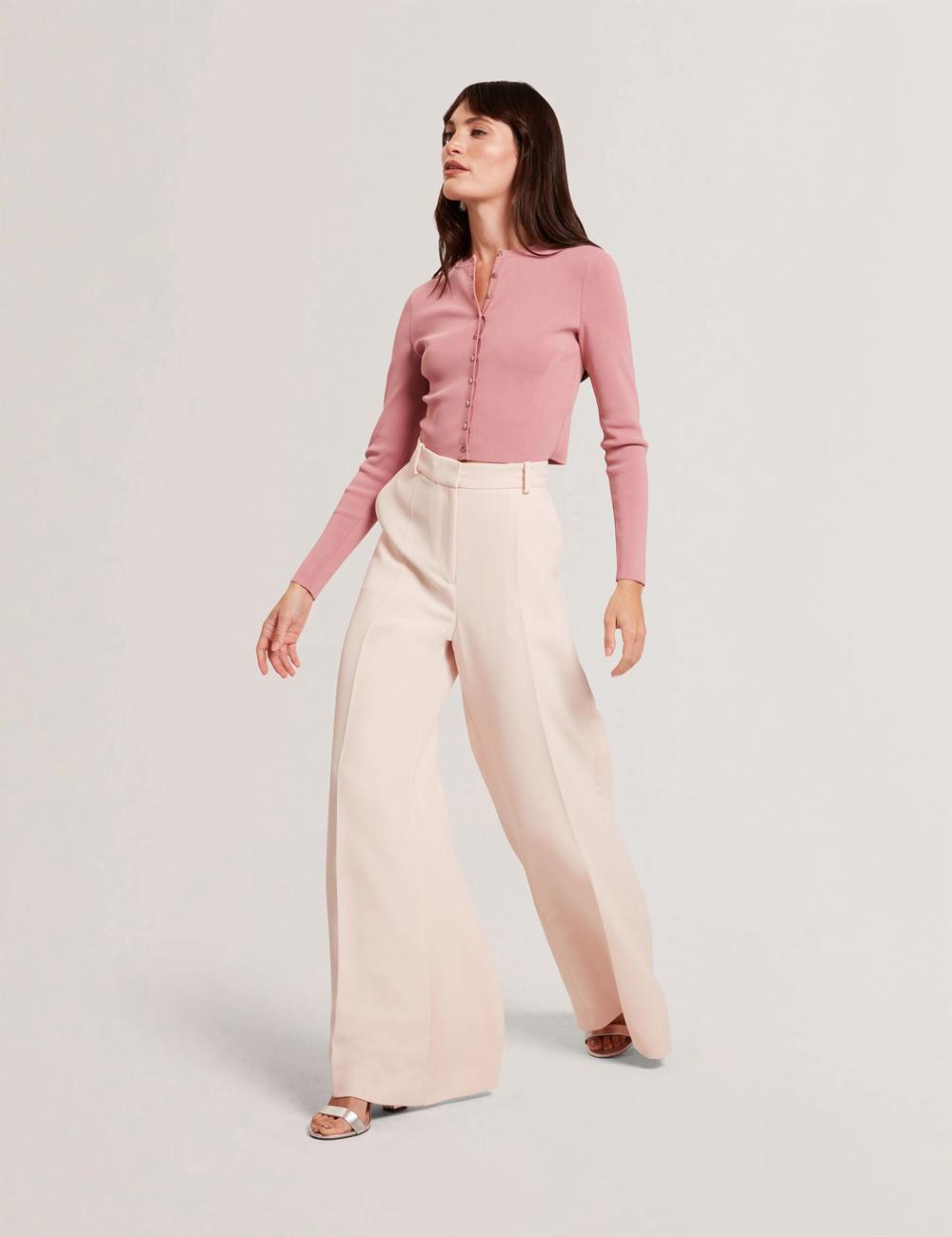 Women Ted Baker TRAGAT - Ultra Wide Leg Woven Tailored Trousers Pink | KSA  5340-GDCYR