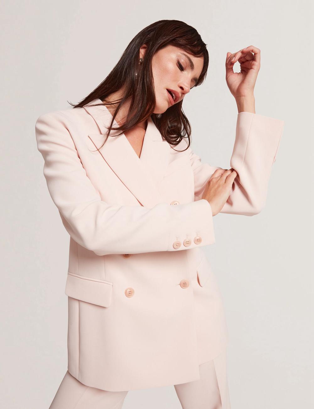 Women Ted Baker TRAGA - Tailored Double Breasted Woven Blazers Pink | KSA  2057-RSXAZ