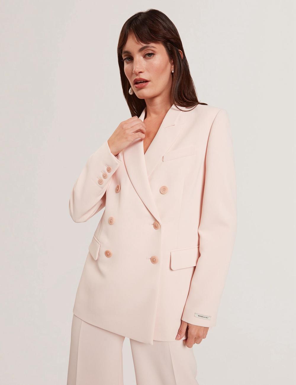 Women Ted Baker TRAGA - Tailored Double Breasted Woven Blazers Pink | KSA  2057-RSXAZ