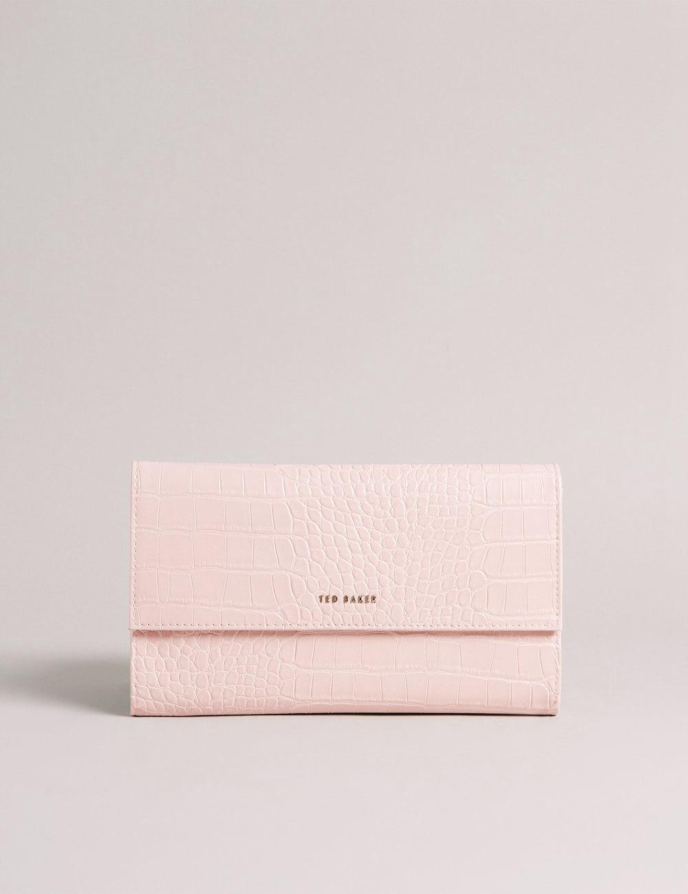 Women Ted Baker TRAVELZ - Croc Faux Leather Travel Organiser Wallets Pink | KSA  7109-ONFKC