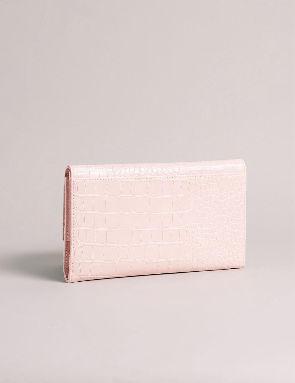 Women Ted Baker TRAVELZ - Croc Faux Leather Travel Organiser Wallets Pink | KSA  7109-ONFKC