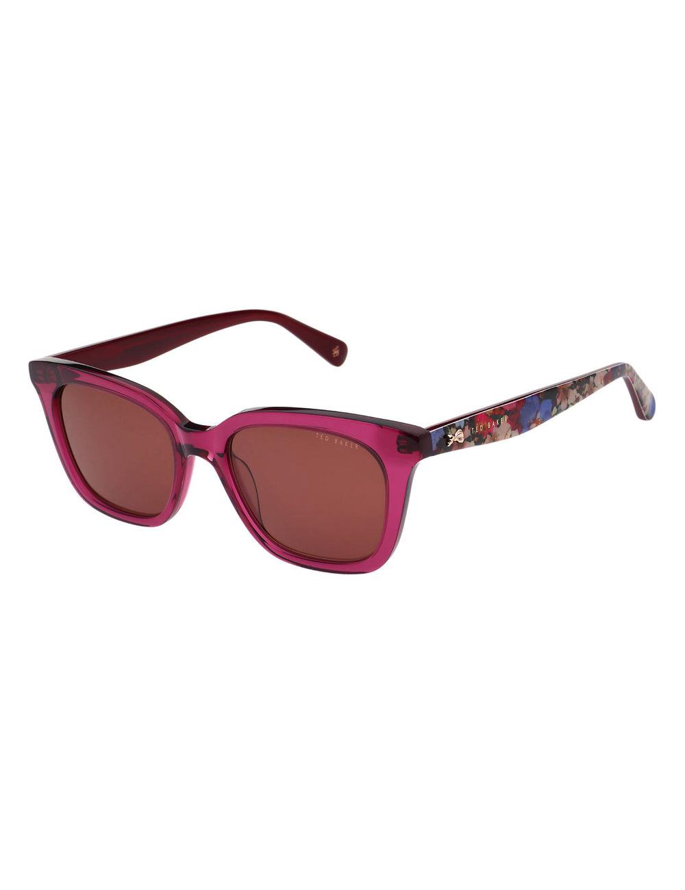 Women Ted Baker TYDE - Square Cat Eye Print Detail Sunglasses Raspberry | KSA  4386-OGPTE