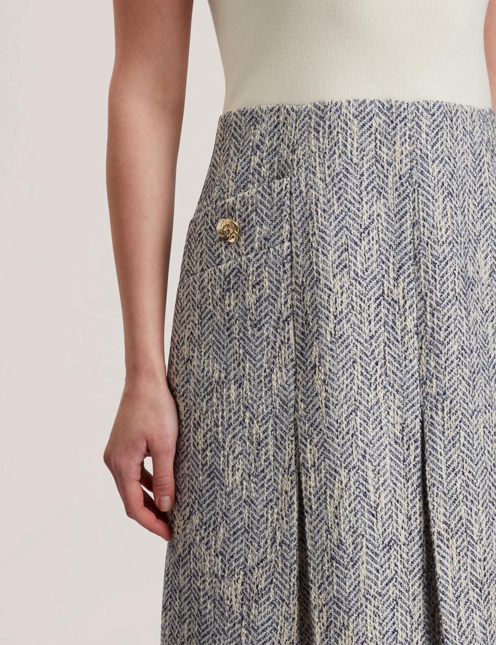 Women Ted Baker VULPAM - Sleeveless Knit Bodice Boucle Mini Dresses Lt-Blue | KSA  6214-GYOCH