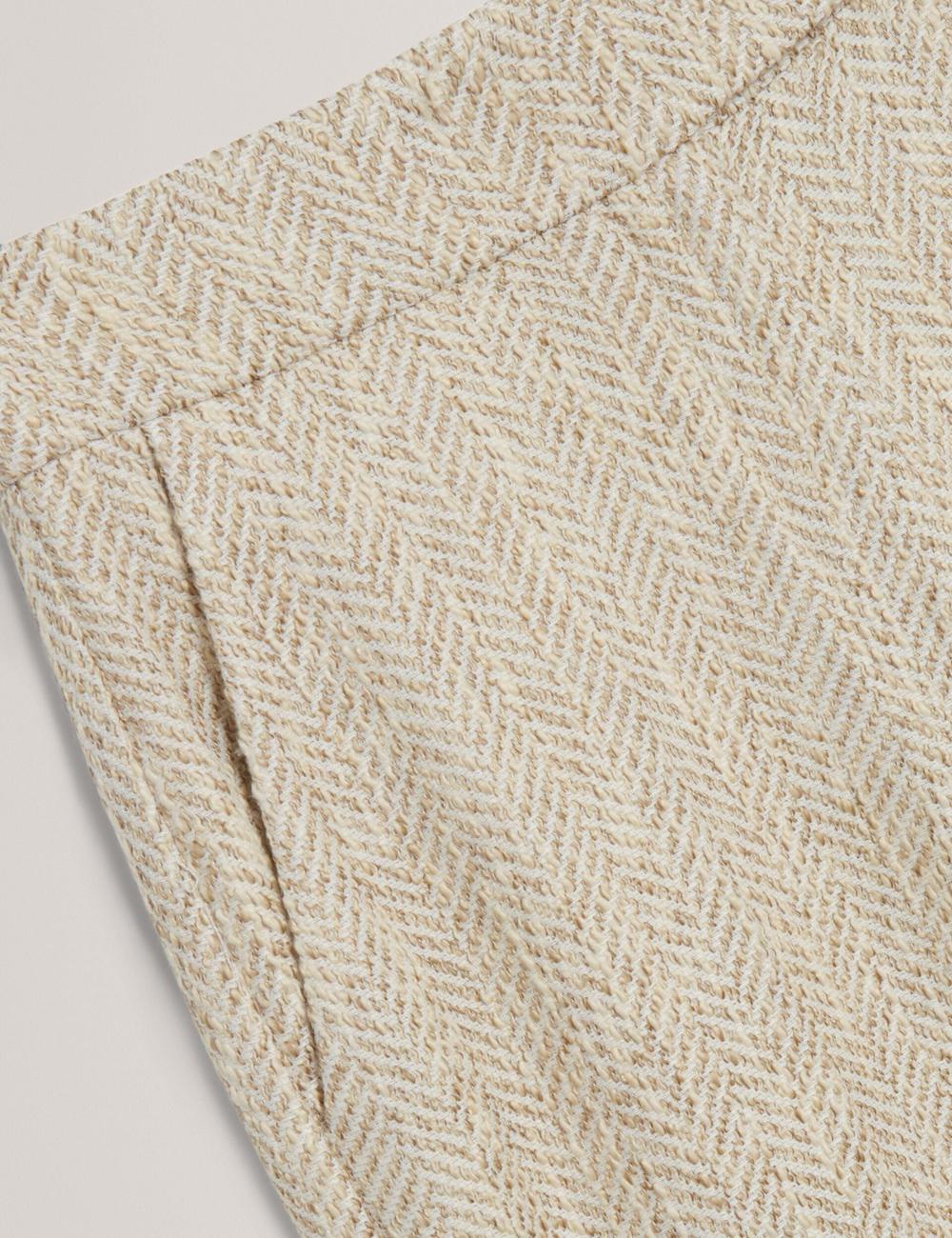 Women Ted Baker VULPAT - Boucle Herringbone Wide Leg Tailored Trousers Ivory | KSA  4820-ZVQUL