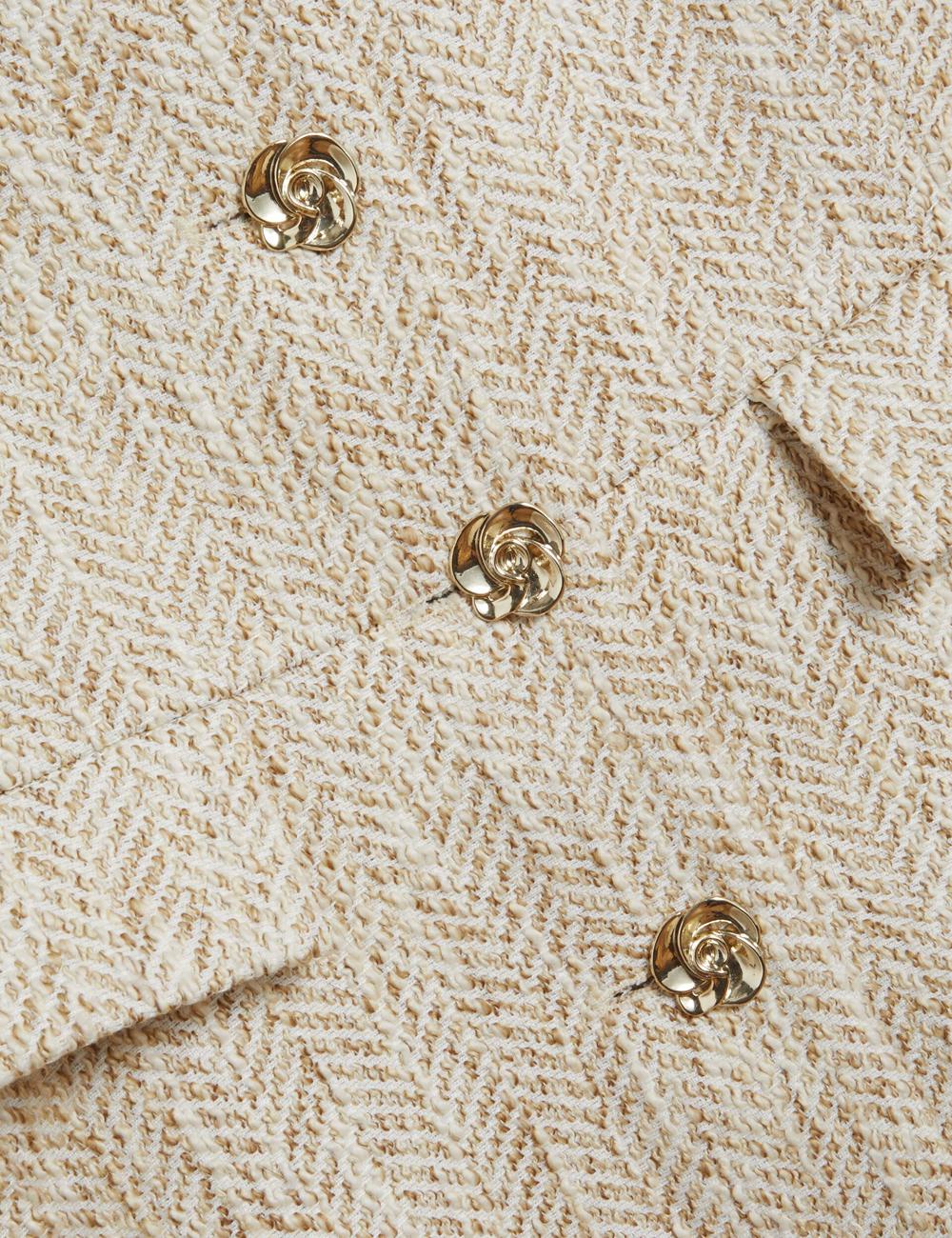 Women Ted Baker VULPAW - Boucle Herringbone Fitted Suit Waistcoat Ivory | KSA  3208-JQURX