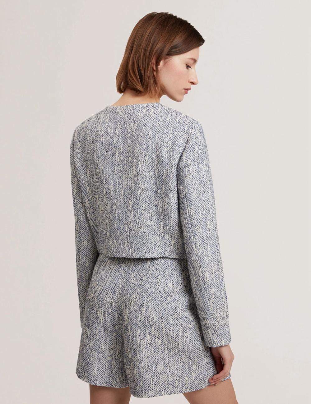 Women Ted Baker VULPA - Boucle Button-Up Cropped Tailored Jackets Lt-Blue | KSA  2916-GMPRF