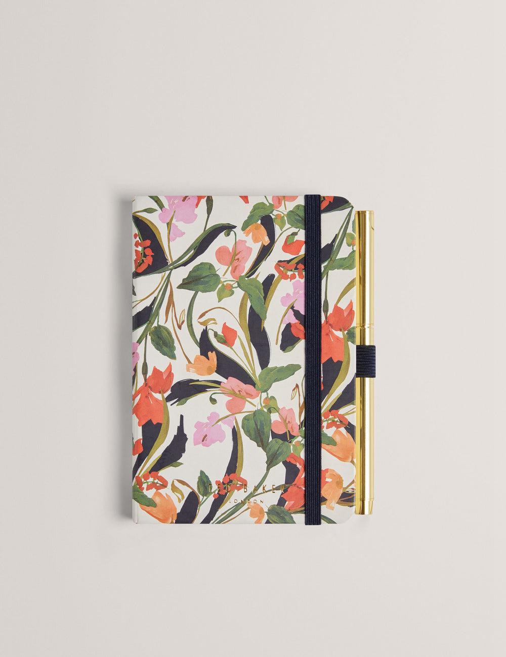 Women Ted Baker WHINNA - Floral Print A6 Notebook & Pen Stationary Nat-White | KSA  9730-OVXAL